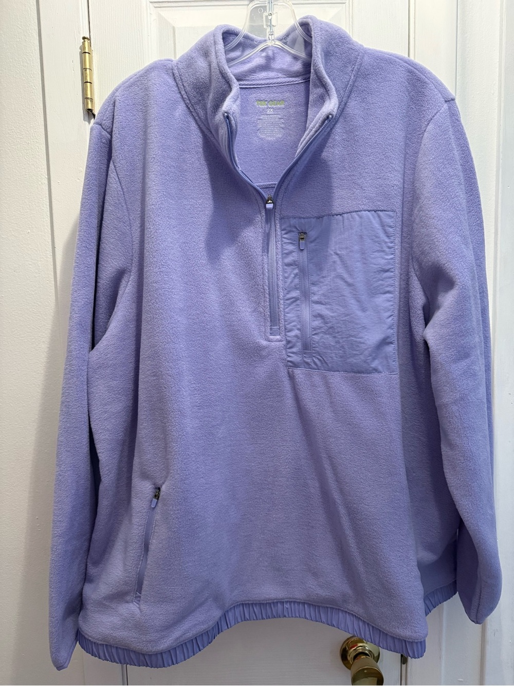 Tek Gear® Mixed Media Micro Fleece Popover Sweater Purple - Picture 4 of 7